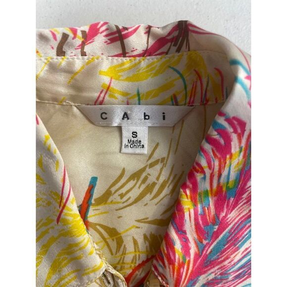 CAbi #385 Feather Tunic Top silk Blouse Small - Picture 5 of 5
